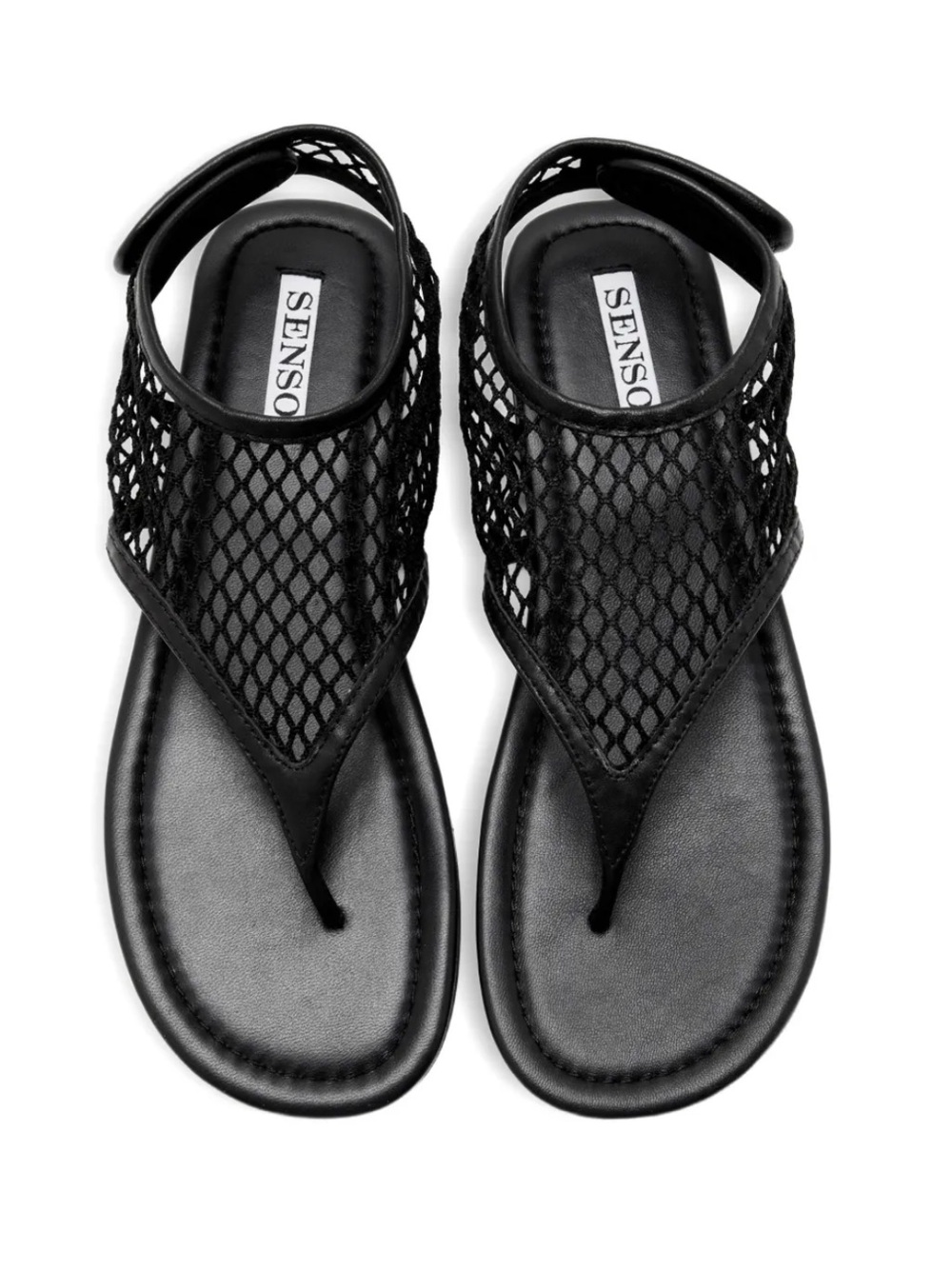 SENSO Nika fishnet strap sandals Black Mesh Thong flats shoes Revolve 41 11